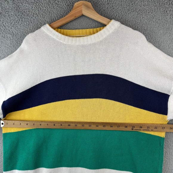 Vintage Eddie Bauer Striped Cotton Knit Sweater Mens Large Colorblock Crewneck - Picture 9 of 10